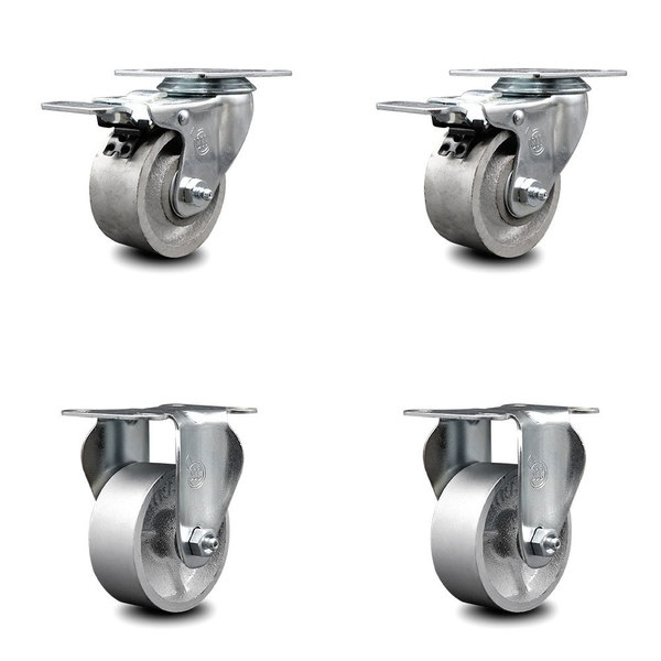 Service Caster 3 Inch Semi Steel Swivel Top Plate Caster Lock Brakes 2 Rigid SCC, 2PK SCC-TTL20S314-SSS-2-R-2